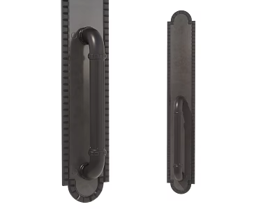 Vintage Metal Door Handles With Decorative Base And Matte Black Finish 3d model