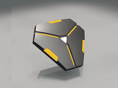 Black And Yellow Geometric Polyhedron With White Triangle And Yellow Lines 3d model
