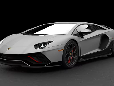 Silver Lamborghini Car with Sleek Aerodynamic Body Sharp Headlights Black Alloy Wheels Red Brake Calipers 3d model