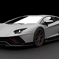 Silver Lamborghini Car with Sleek Aerodynamic Body Sharp Headlights Black Alloy Wheels Red Brake Calipers