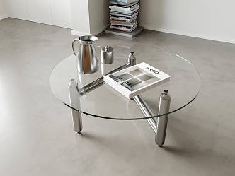 Modern round glass coffee table for living room coffee table 3d model