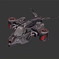 Futuristic Sci Fi Spaceship With Streamlined Design And Glowing Red Gray Engines 3d model