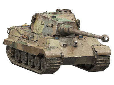 Military Tank With Camouflage Paint Heavy Cannon And Metal Tracks Design 3d model