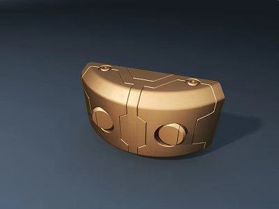 Modern Golden Metallic Stool with Geometric Design and Circular Decorative Details 3d model