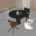 Modern Dining Table and Chair Combination Dining Chair Single Chair Round Dining Table 3d model