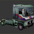Green Renault Truck Cab Featuring Colorful Stripes Modern Design And Sleek Look