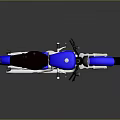 Blue Cruiser Motorcycle With Brown Seat Silver Exhaust Pipes And Silver Wheels