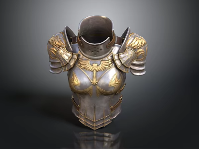 Intricate Medieval Weapon Armor Breastplate With Metal Build And Golden Ornaments 3d model