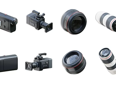 Professional Camera And Lens Collection With Digital Cameras And Photography Gear 3d model