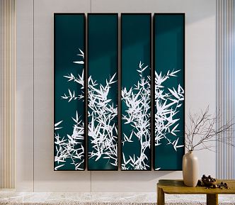 New Chinese-style Plant Painting Hanging Painting Dried Branches Ornaments Pendant Vase 3d model