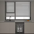 Modern Kitchen Interior Design With White Cabinets Black Dishwasher Sink And Window Blinds