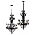 Crystal Chandeliers Hanging With Chains Featuring Decorative Branches And Candle Holders 3d model