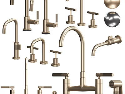 Modern Shower Faucet Designs With Various Styles Shapes And Polished Finishes 3d model