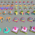 Colorful Model Buildings With Various Shapes Dome Square And Wheel Structures 3d model