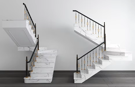 European-style revolving stair handrail 3d model