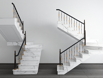 European-style revolving stair handrail 3d model