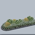 Colorful Garden Shrubs With Yellow Green Foliage Stone Edging And White Flowers