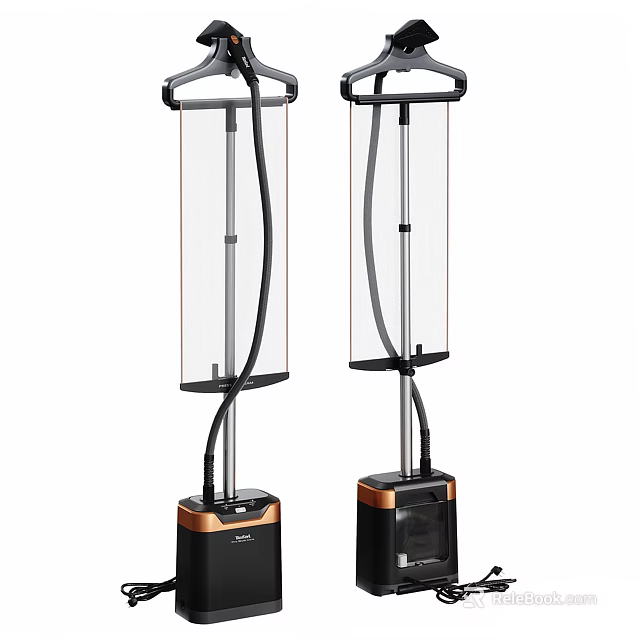 Two Black and Gold Vertical Household Appliances with Modern Sleek Design for Home Use 3d model 