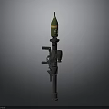 Military Mortar Launcher With Green Projectile And Metal Stand Structure