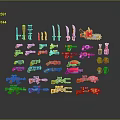 Colorful Toy Weapons Collection Featuring Various Types And Designs On