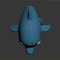 Cute Blue Cartoon Dolphin Character With Smiling Face And Shiny Surface