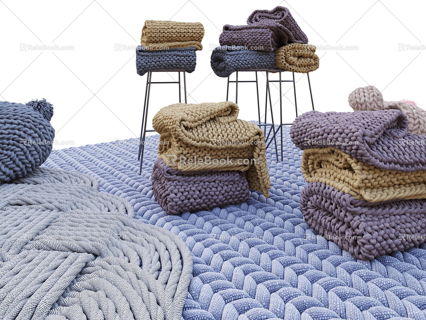 Woven twine wool carpet 3d model