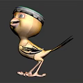 Cartoon Yellow Bird Character With Colorful Decorative Headband And 3D Model Design Features
