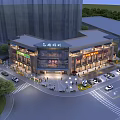 Vibrant Modern Commercial Street With Trees Parked Cars Pedestrians And Shop Lighting