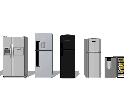 Various Styles of Refrigerators and Freezers with Water Dispenser Ice Maker and Glass Door 3d model