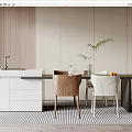 Modern Dining Table Chair Combination Dining Table Chair 3d model