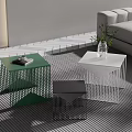 Modern Geometric Side Tables With Metal Frame And Sofa In Living Room Scene