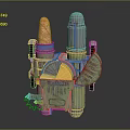 Mechanical Industrial Equipment With Orange Component Silver Metal Part Green Body And Yellow Sliced Section