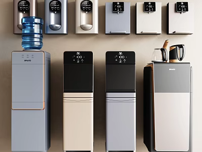 Stylish Modern Daily Use Electrical Appliances With Various Vertical Water Dispensers 3d model