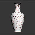 Decorative White Ceramic Vase With Red Dots Pattern And Smooth Curved Shape 3d model