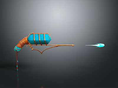Blue And Orange Metal Crossbow Weapon Launching Blue Arrow With Modern Design 3d model