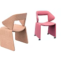 Modern Geometric Leisure Chairs With Taupe Blush Pink Upholstery And Minimalist Design