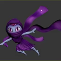Cute Purple Hooded Cartoon Character With Flowing Scarf In Flying Pose