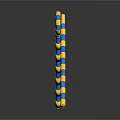 Crossed Ornate Golden Blue Weapon Staffs With Colorful Stripes On Reflective Surface