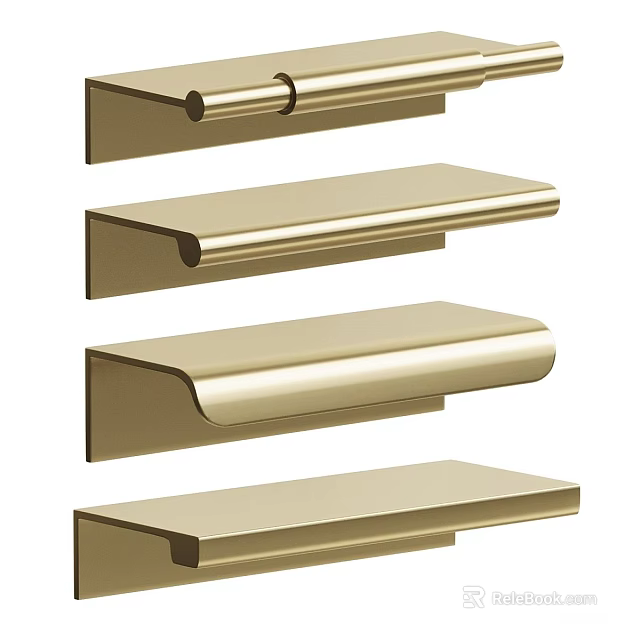 Golden Cabinet Handles With Various Modern Styles For Home Furniture 3d model 