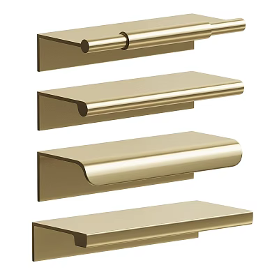 Golden Cabinet Handles With Various Modern Styles For Home Furniture 3d model