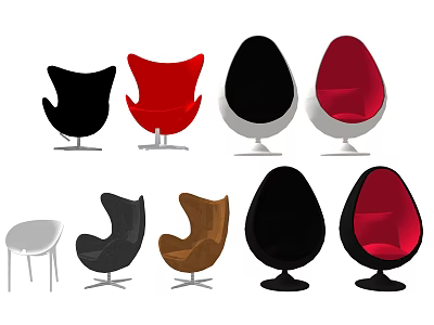 Stylish Leisure Chairs In Multiple Colors With Curved Design And Stable Base 3d model