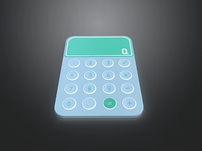 Industrial Equipment Calculator With Light Blue Design Green Display Numeric And Function Keys 3d model