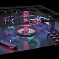 Stylish Modern Lounge Interior With Circular Bar Colorful Lights And Comfortable Seats