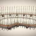Wooden Arched Road Structure With Curved Path And Support Poles