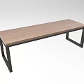 Modern Wooden Dining Table With Sleek Black Metal Frame And Rectangular Top 3d model