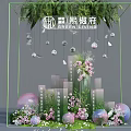 Floral Art Installation with Frame Hanging Decorations Pink Purple Flowers and Butterflies at Green Living