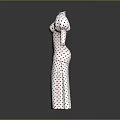 Fashionable Polka Dot Long Dress With High Neck And Puffed Sleeves