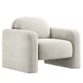Modern Beige Single Sofa with Rounded Arms Soft Fabric and Comfortable Backrest 3d model