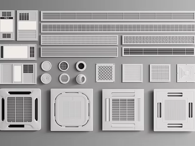 Various Styles and Designs of Air Conditioner Vents in Multiple Sizes 3d model