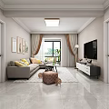 Living Dining Room Interior Design With Gray Sofa Yellow Cushions TV Stand And Curtains